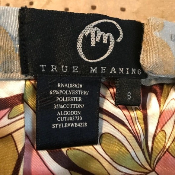 TRUE MEANING Size 6 Fit N Flare Polka Dot Skirt Tan Lined Floral Burnout Mini - Picture 3 of 5